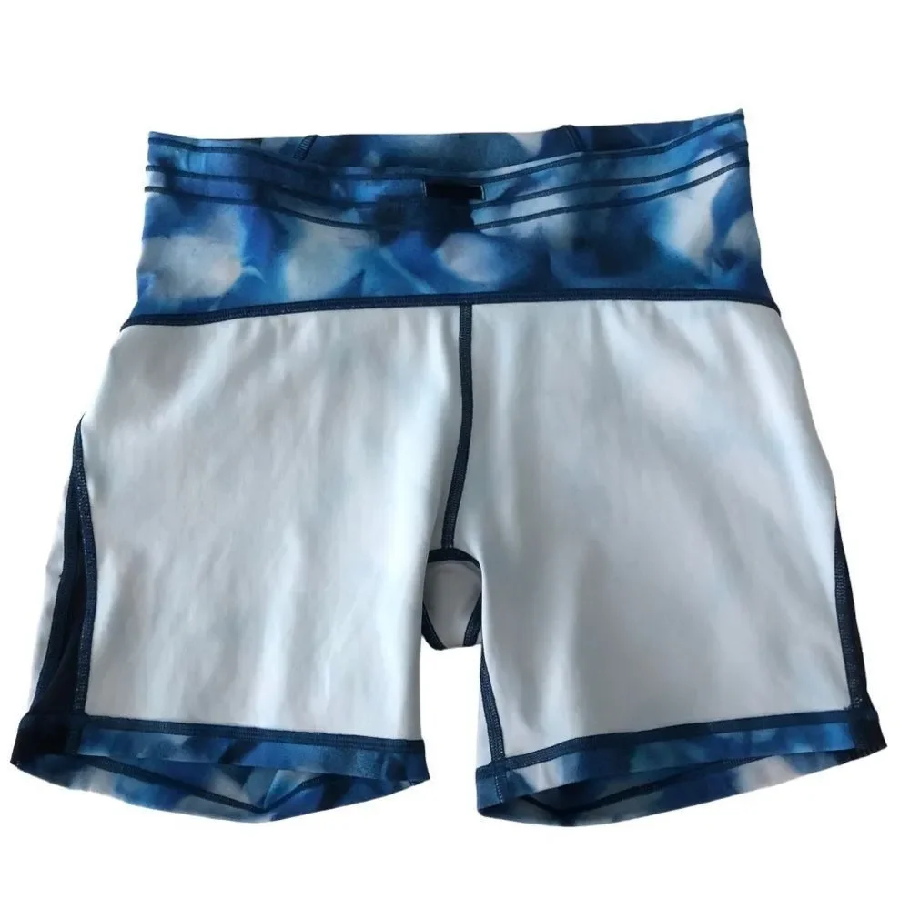 Lululemon Train Times Short 6” Inseam Mini Blush Blossom Alpine White Blue Sz 8